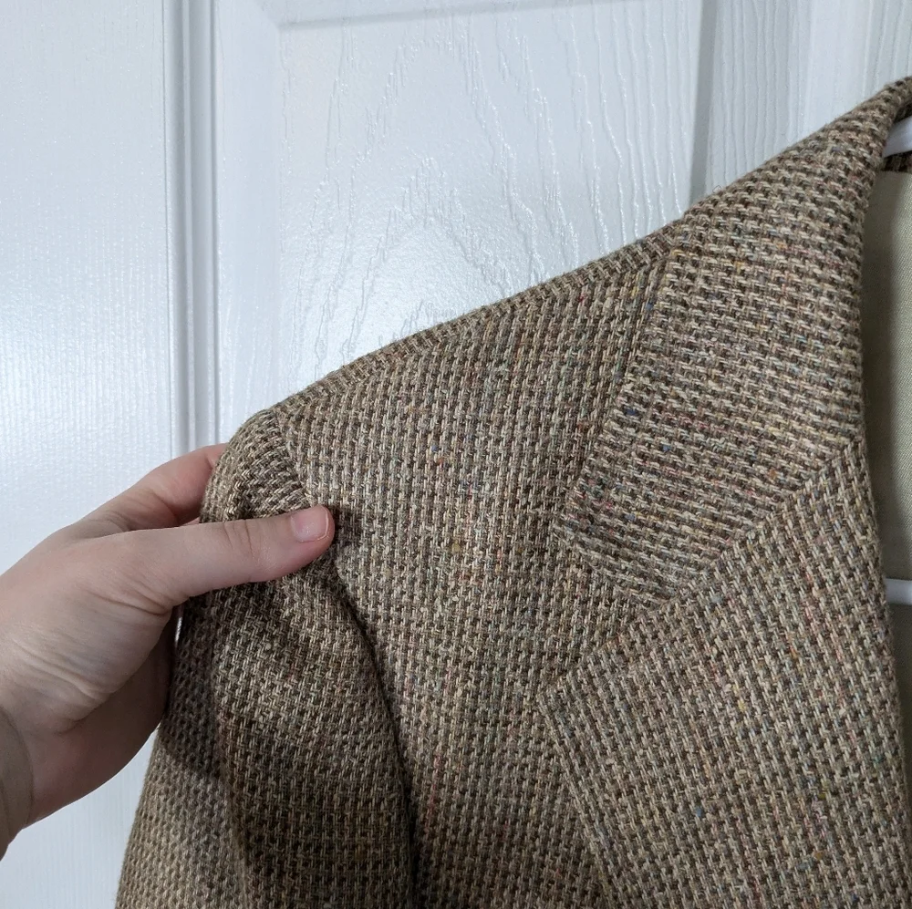 Vintage 70s ACTWU Tweed Double Button Sport Coat by Stanley Blacker‎ for The Bon